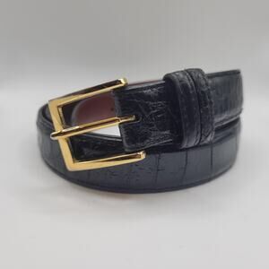 W. KLEINBERG Belt 42 Black Alligator Leather Dress Buckle Classic Neiman Marcus